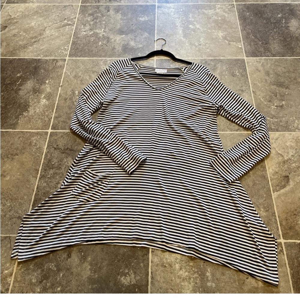 SOFT SURROUNDINGS Sz.L TUNIC OVERSIZED  Long Sleeve Hankie Hem Artsy Laganlook